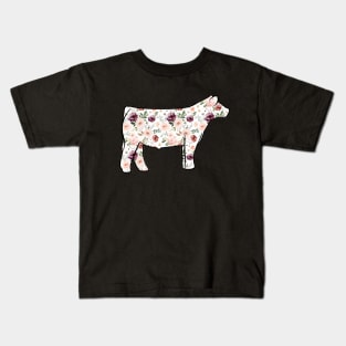 Watercolor Floral Show Steer Silhouette  - NOT FOR RESALE WITHOUT PERMISSION Kids T-Shirt